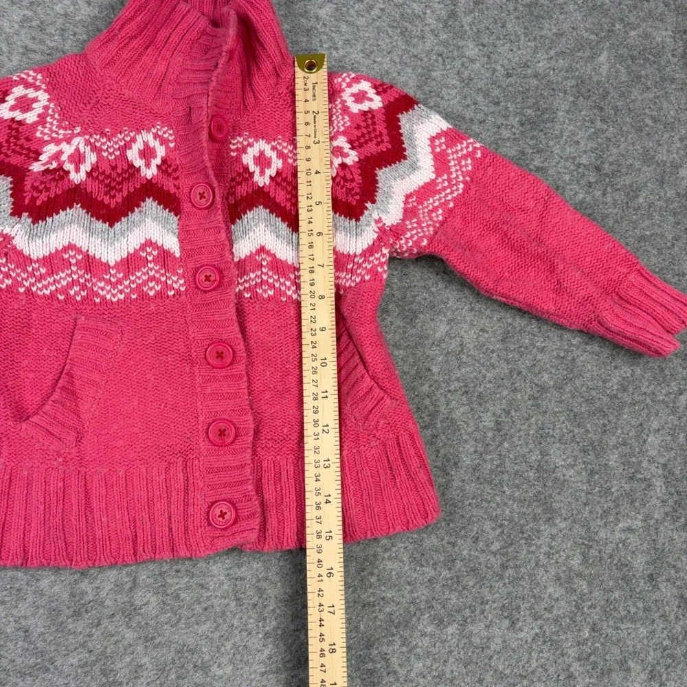 OshKosh Cardigan Sweater Girls Size‎ 5 Pink Fair Isle Nordic Button Front Wool